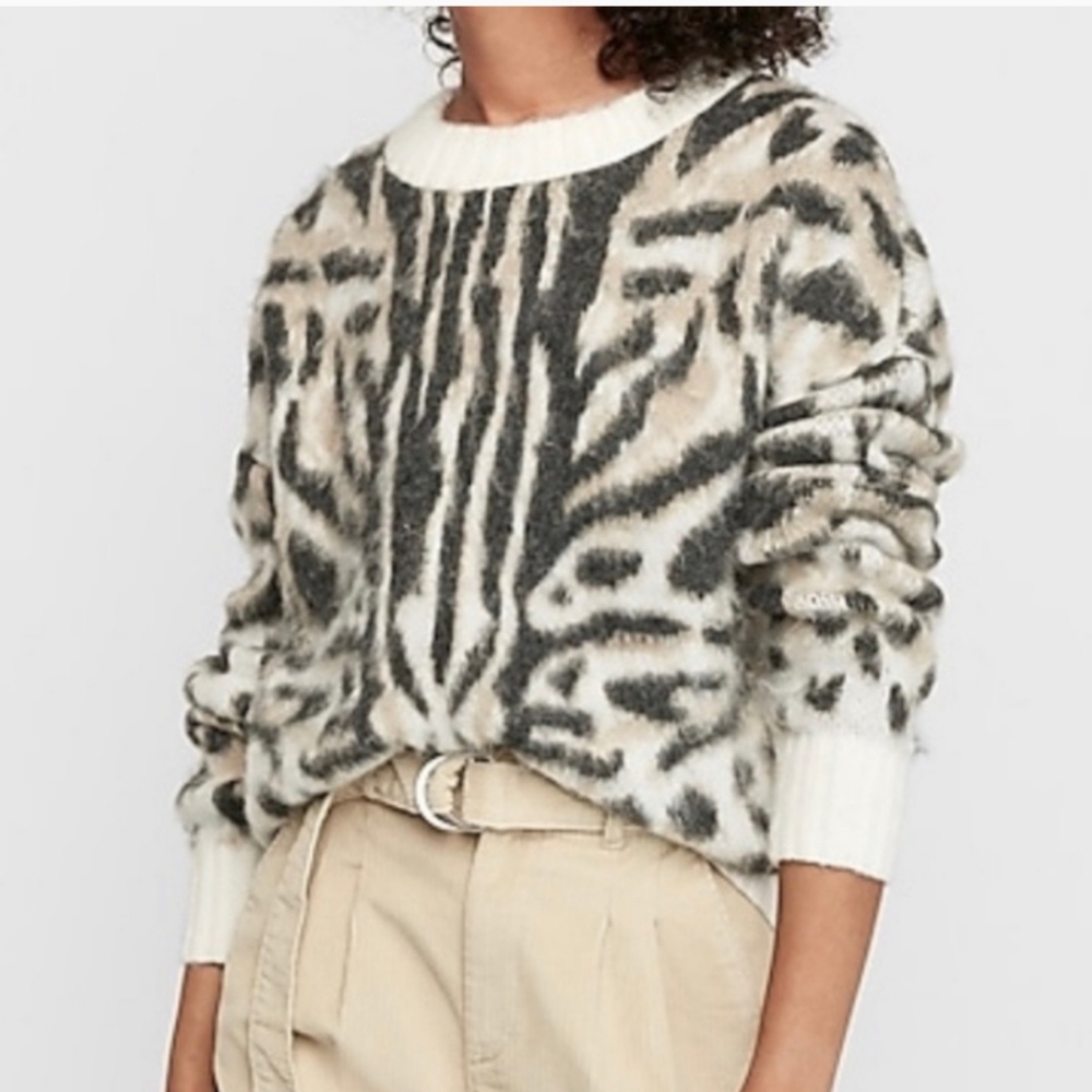 Express Oversized Leopard Print Sweater, Size Small